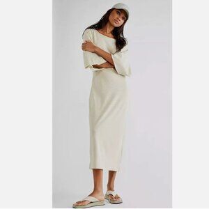 Free People Beach Skylar Hemp Maxi Dress Size S Boho Minimalist Lagenlook Opal